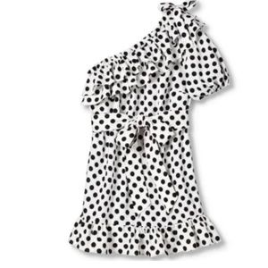 Lisa Marie Fernandez for Target Polka Dot One Shoulder Ruffle Dress Size S